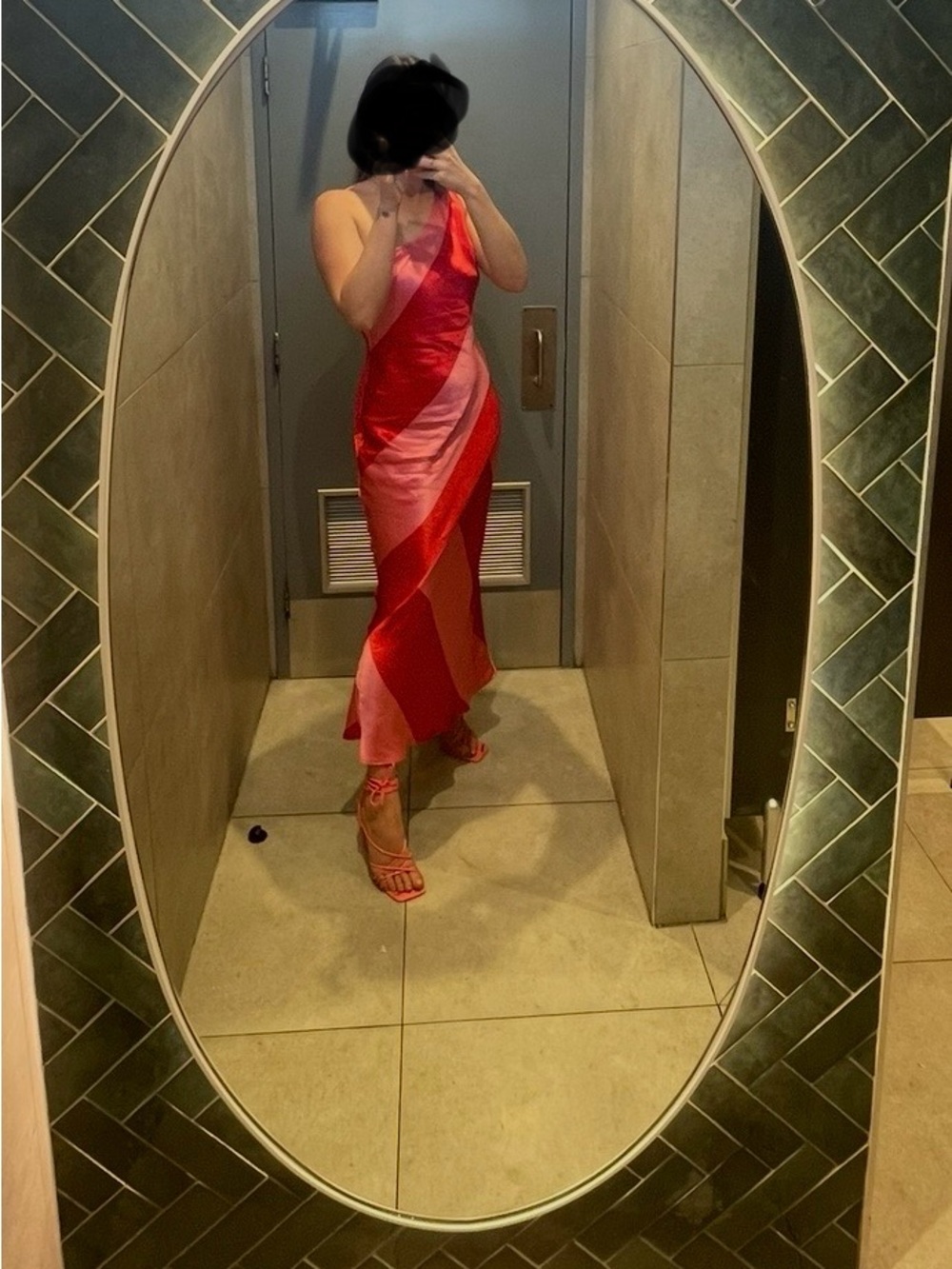 Pink & Red Asymmetrical Slip Dress